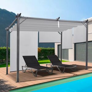 IDMarket Pergola toit rétractable 3x4m gris clair et stores enrouleurs