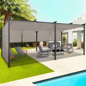 IDMarket Pergola édition spéciale toit rétractable 3x6 M et 6 stores taupe