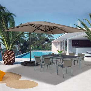 IDMarket Parasol déporté 3x4 m rotatif 360 coloris taupe