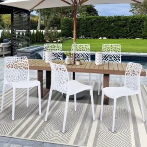 IDMarket Chaises nid d'abeille blanc : lot de 6