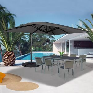 IDMarket Parasol déporté 3x4 m gris