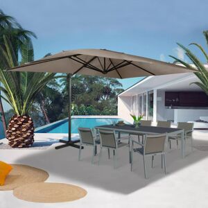 IDMarket Parasol rectangulaire 3x4m taupe