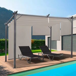 IDMarket Pergola toit rétractable taupe et stores enrouleurs