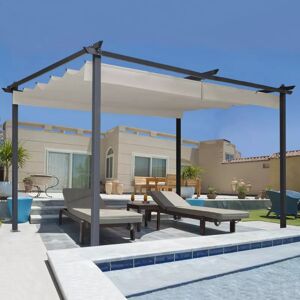 IDMarket Pergola toit rétractable taupe 3x4 M