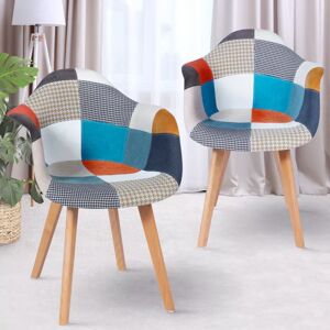 IDMarket Lot de 2 fauteuils scandinaves multicolores