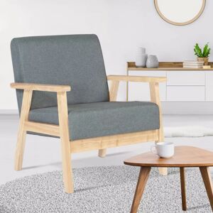 IDMarket Fauteuil scandinave bois gris anthracite