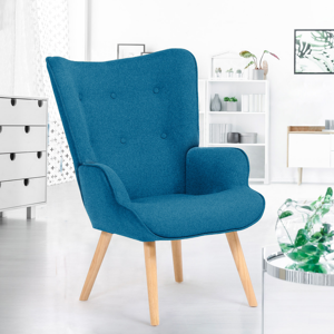 IDMarket Fauteuil design scandinave bleu canard