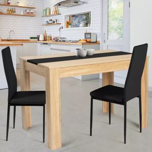 IDMarket Table de cuisine 4 personnes imitation hetre et noire