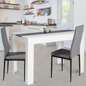 IDMarket Table de cuisine 4 personnes blanche et grise