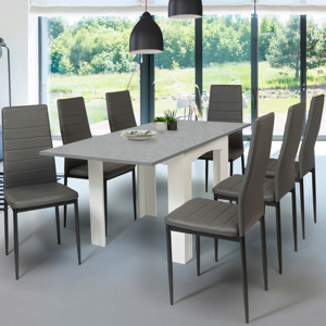 IDMarket Table salle a manger extensible facon beton cire