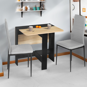 IDMarket Table console bois noir et imitation hetre