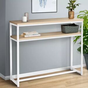 IDMarket Console bois et metal blanc double plateau 100 cm