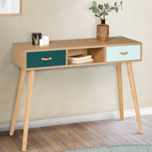 IDMarket Meuble console scandinave bois et vert 100 cm