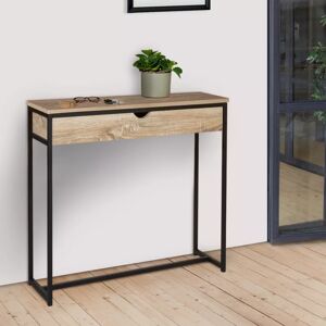 IDMarket Meuble console industrielle bois et metal 90 cm