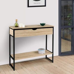 IDMarket Meuble console industrielle bois et metal 90 cm