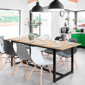 IDMarket Table extensible industrielle 6-10 personnes 200 cm