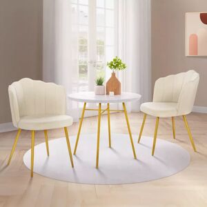 IDMarket Chaises coquillages beiges en velours et pieds dores