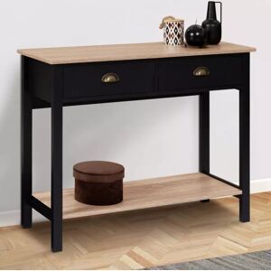 IDMarket Console style campagne chic 2 tiroirs bois et noir