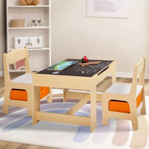 IDMarket Table a dessin reversible pour enfant avec 2 chaises et bacs de rangement