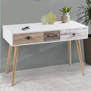 IDMarket Meuble console scandinave bois blanc 105 cm