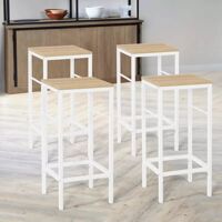 IDMarket Tabourets de bar métal blanc et bois style industriel