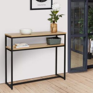 IDMarket Console bois et métal double plateau 100 cm