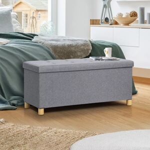 IDMarket Banquette rangement tissu gris clair en lin