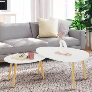 IDMarket Lot de 2 tables gigognes scandinaves laquées blanc