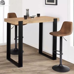 IDMarket Table haute mange debout noir et bois 113 cm