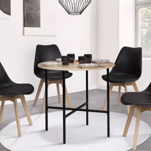 IDMarket Table ronde industrielle 2-4 personnes 80 cm