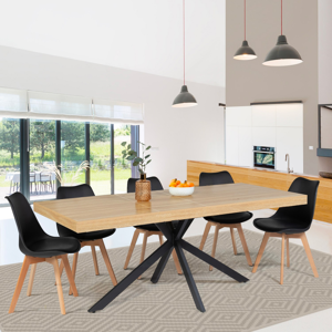 IDMarket Table à manger extensible 6-10 personnes bois et noir 160-200 cm