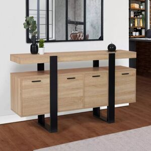 IDMarket Grand buffet bois et noir 160 cm 4 portes