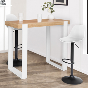 IDMarket Table haute mange debout blanc et bois 113 cm