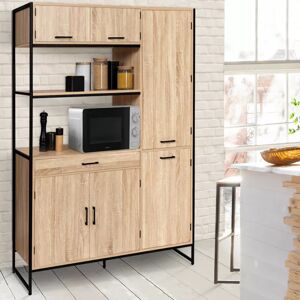 IDMarket Buffet cuisine bois clair style industriel 120 cm