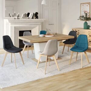 IDMarket Lot de 6 chaises scandinaves en tissu mix color beige, gris clair, bleu canard et gris foncé