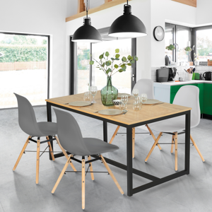 IDMarket Table à manger bois et métal noir 120 cm - Publicité