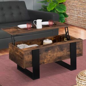 IDMarket Table basse industrielle relevable bois effet vieilli et noir - Publicité