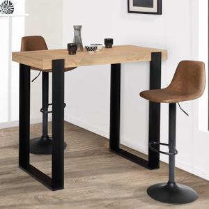 IDMarket Table haute mange debout noir et bois 113 cm - Publicité