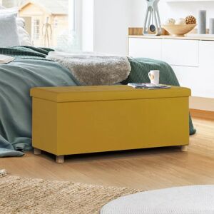 IDMarket Banquette rangement tissu jaune moutarde