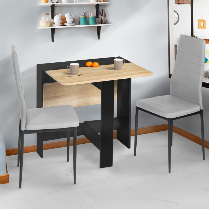 IDMarket Table console bois noir et imitation hêtre