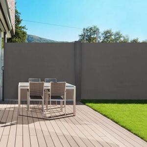 IDMarket Paravent rétractable double gris anthracite