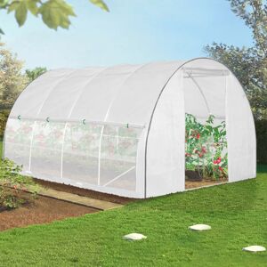 IDMarket Serre tunnel de jardin 12M² blanche relevable avec moustiquaire