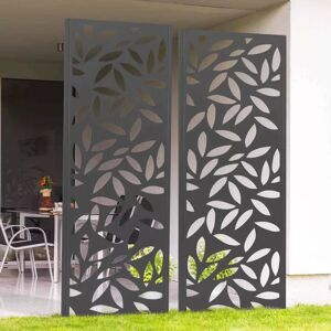 IDMarket Panneau décoratif extérieur motif feuille gris 150x50cm