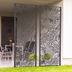 IDMarket Claustra extérieur métal gris motif palmier - Publicité