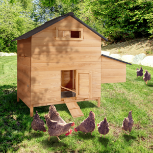 IDMarket Poulailler 6 a 10 poules en bois avec pondoir