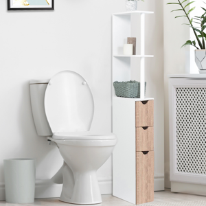 IDMarket Meuble de toilettes étagère bois 3 portes coloris hêtre - Publicité