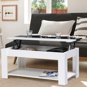 IDMarket Table de salon avec plateau relevable noire et blanche - Publicité