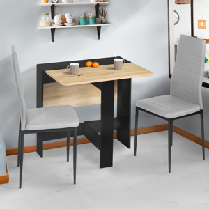 IDMarket Table console bois noir et imitation hêtre - Publicité