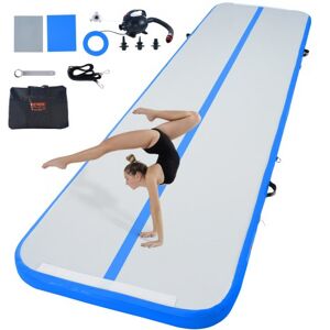 VEVOR Tapis de Gymnastique Gonflable 10 cm Épaisseur, Piste d’Acrobatie avec Pompe Électrique, Tapis d'Entraînement pour Usage Domestique/Salle de Sport/Yoga/Cheerleading/Plage/Parc/Eau, 4 m, Bleu - Publicité