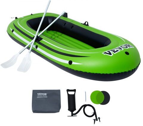 VEVOR Bateau Gonflable, Bateau de Pêche Pneumatique pour 2 Personnes, Kayak en PVC Solide, avec Rames en Aluminium de 116 cm, Pompe à Haut Rendement, Capacité de Charge 226,8 kg pour Adultes Enfants